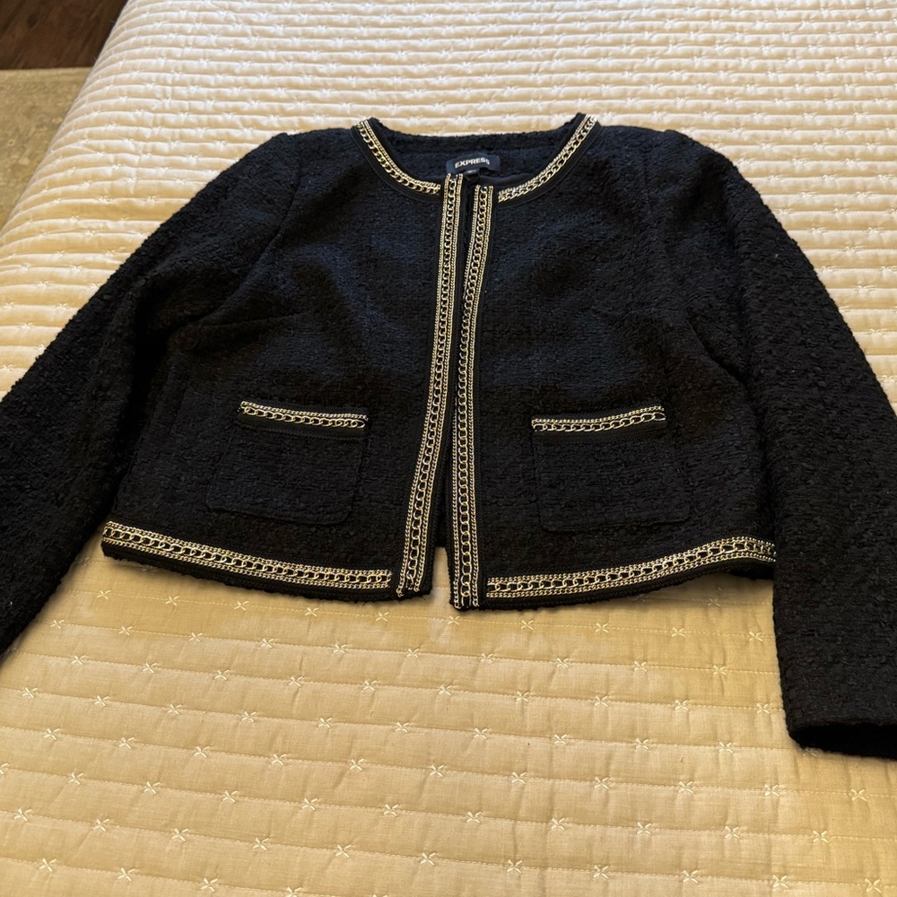 Express Black Blazer with Elegant Trim